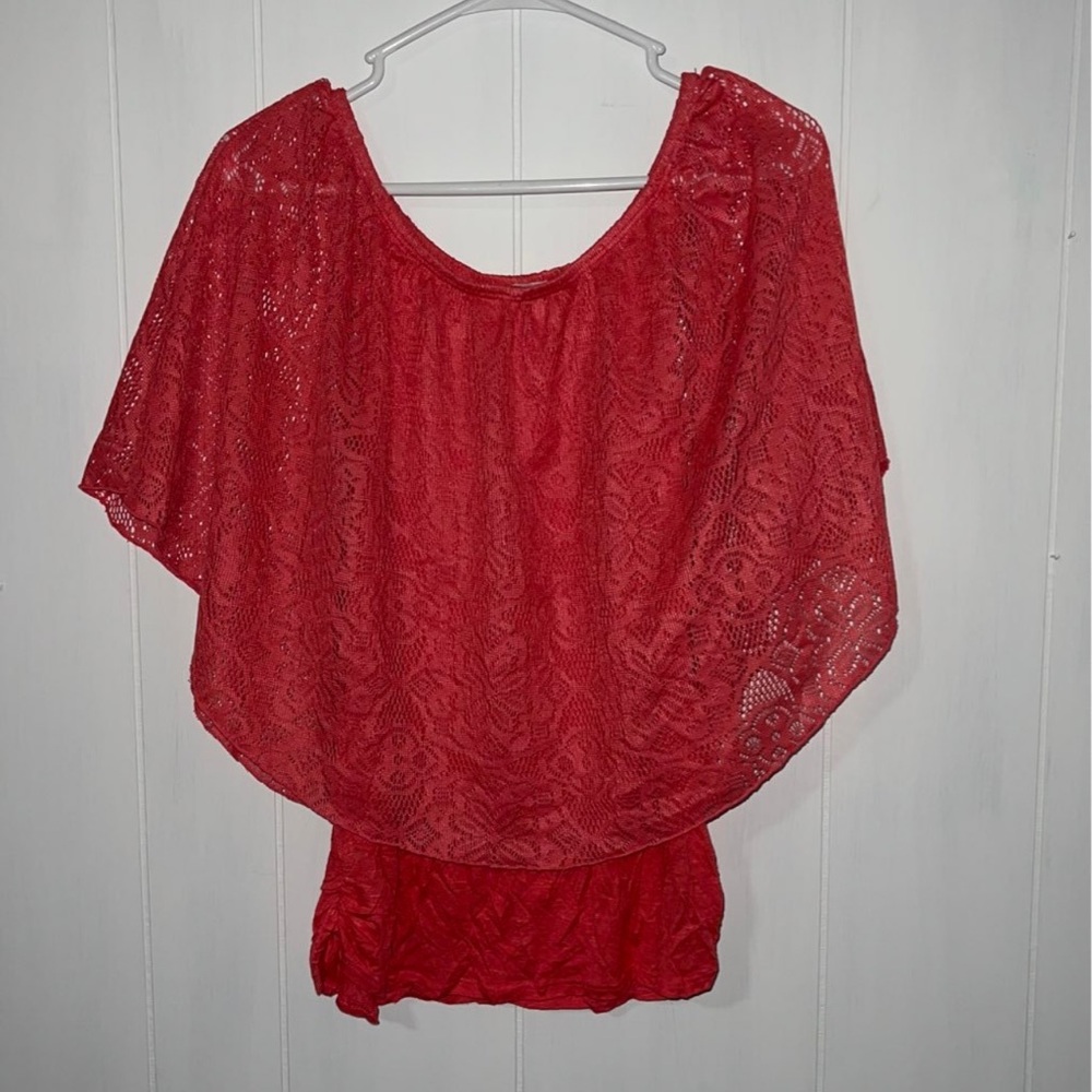 Carol Rose coral Lace Blouse